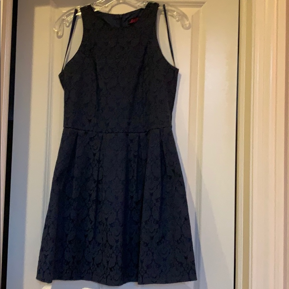 Navy lace fit & flare dress